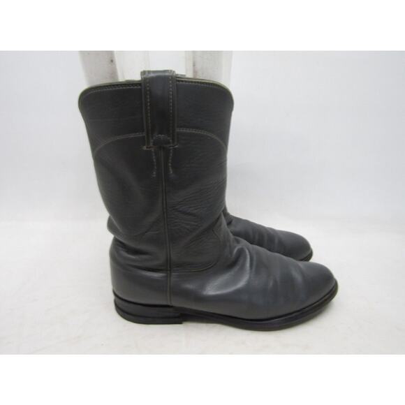 Justin Mens Size 8.5 D Gray Leather Roper Cowboy Western Boots main image 11